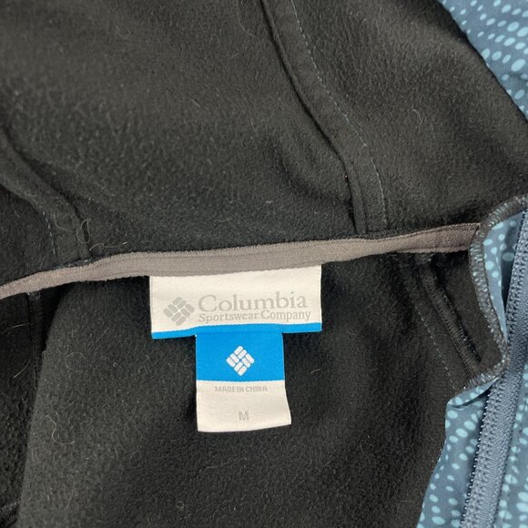 Columbia Women's M Teal Patterned Weatherproof Jacket Hooded Asymmetrical Zip - Picture 2 of 10